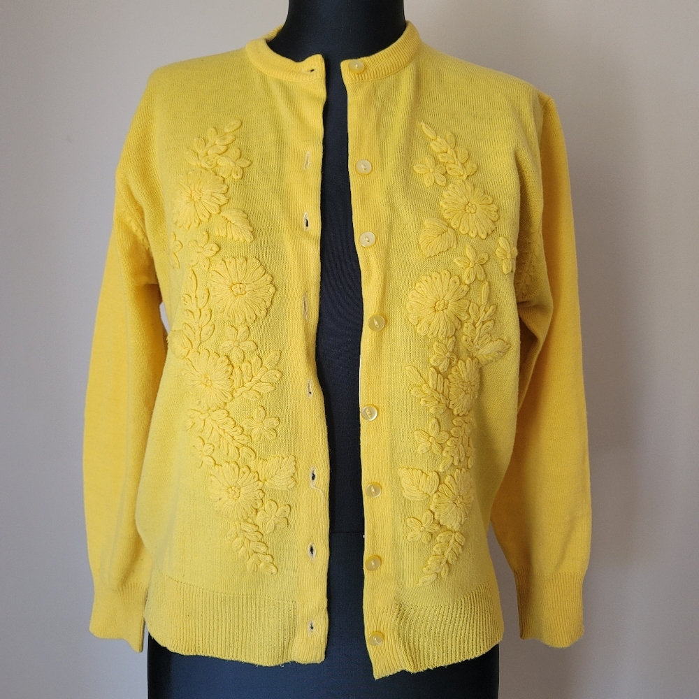 Embroidered yellow cardigan